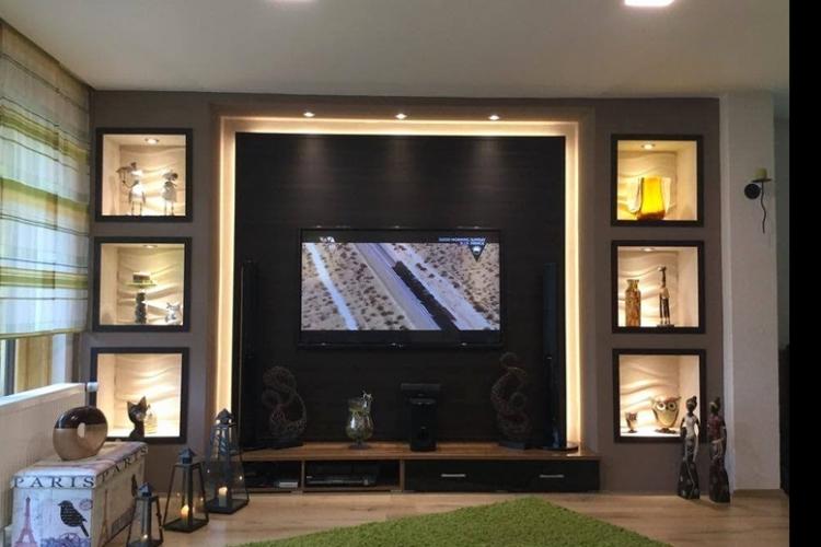 Ниша из гипсокартона под телевизор - фото