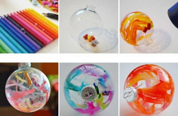 Раскрашенные новогодние шары - Поделки для детей своими руками