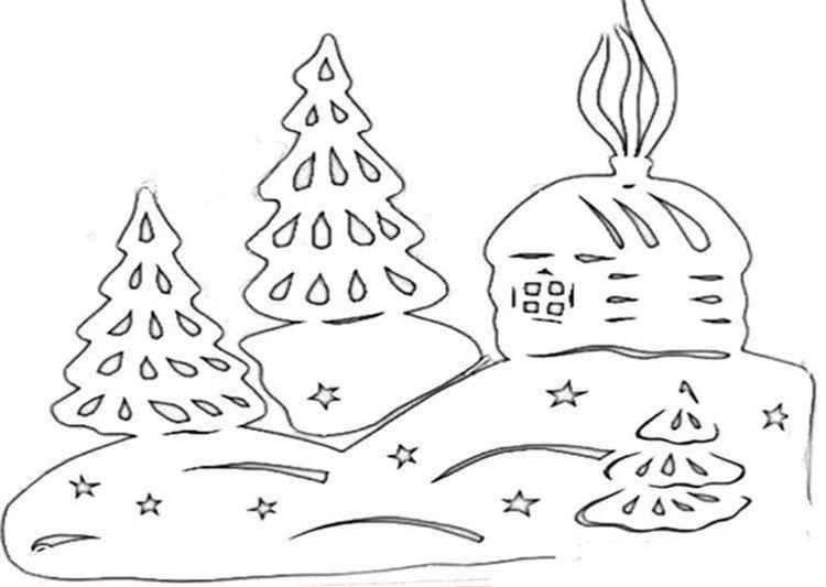 Дома - Новогодние трафареты 2021