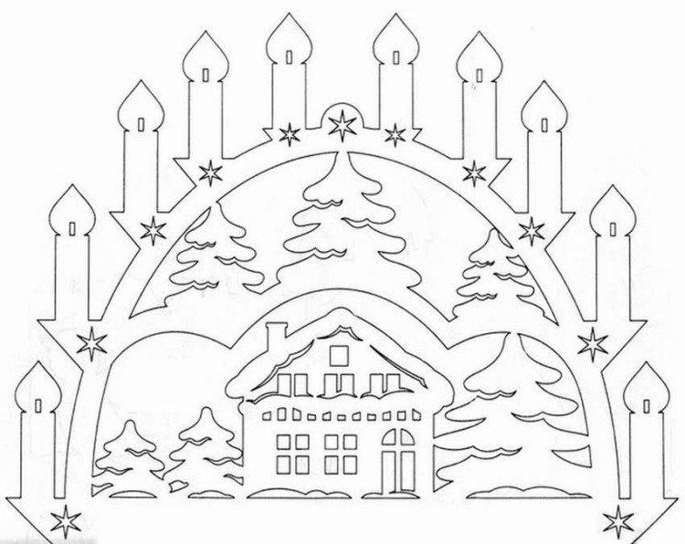 Дома - Новогодние трафареты 2021