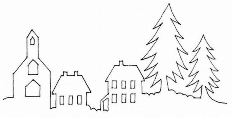 Дома - Новогодние трафареты 2021