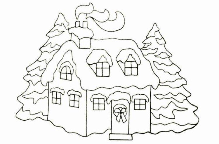 Дома - Новогодние трафареты 2021