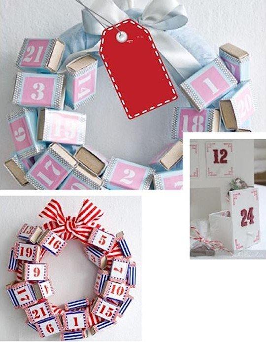 Новогодний адвент-календарь в виде венка своими руками