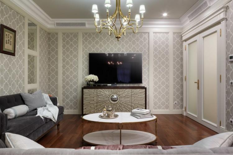 Серый - Цвет обоев для гостиной