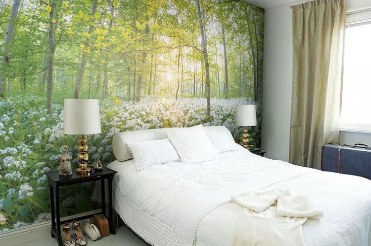 Фотообои в интерьере спальни