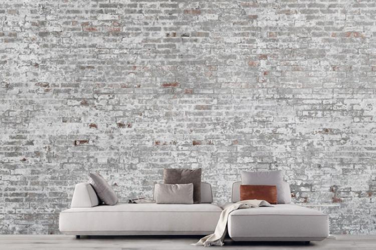Серые обои под кирпич