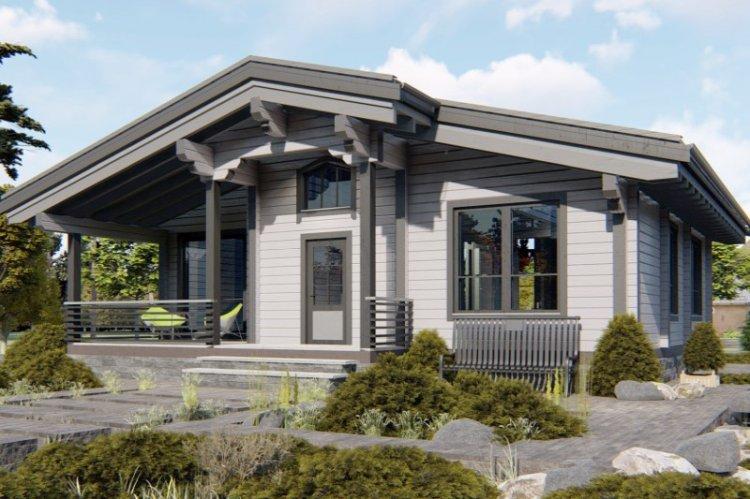 Одноэтажные дома из бруса - проекты и фото