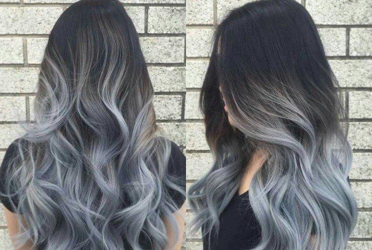 Пепельное омбре на темные волосы
