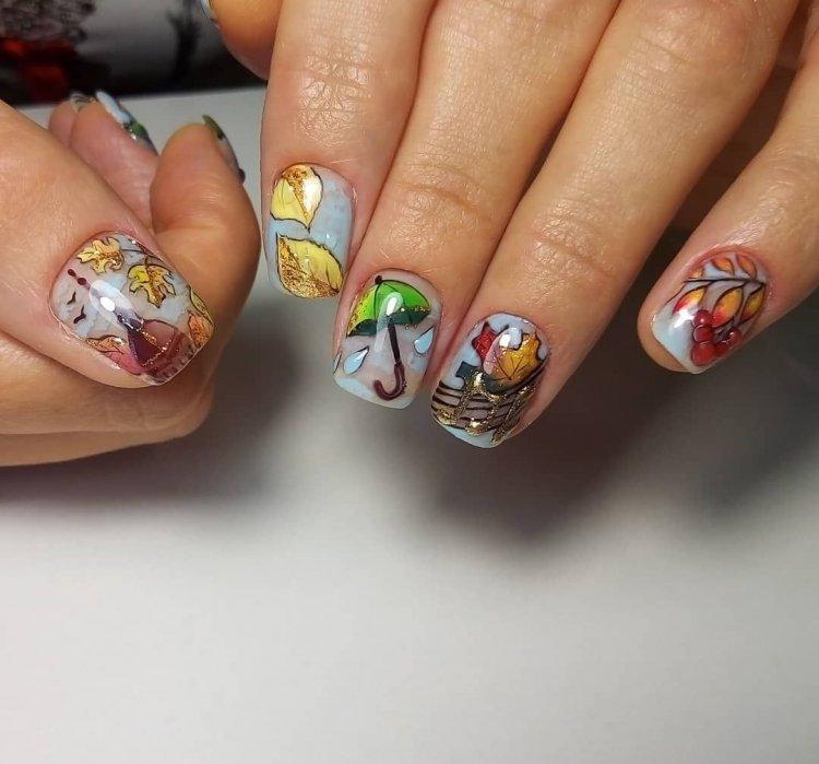 Осенний маникюр 2020 на короткие ногти - фото