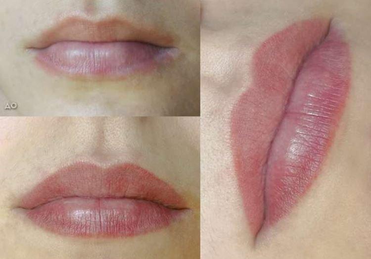Перманентный макияж губ - фото до и после