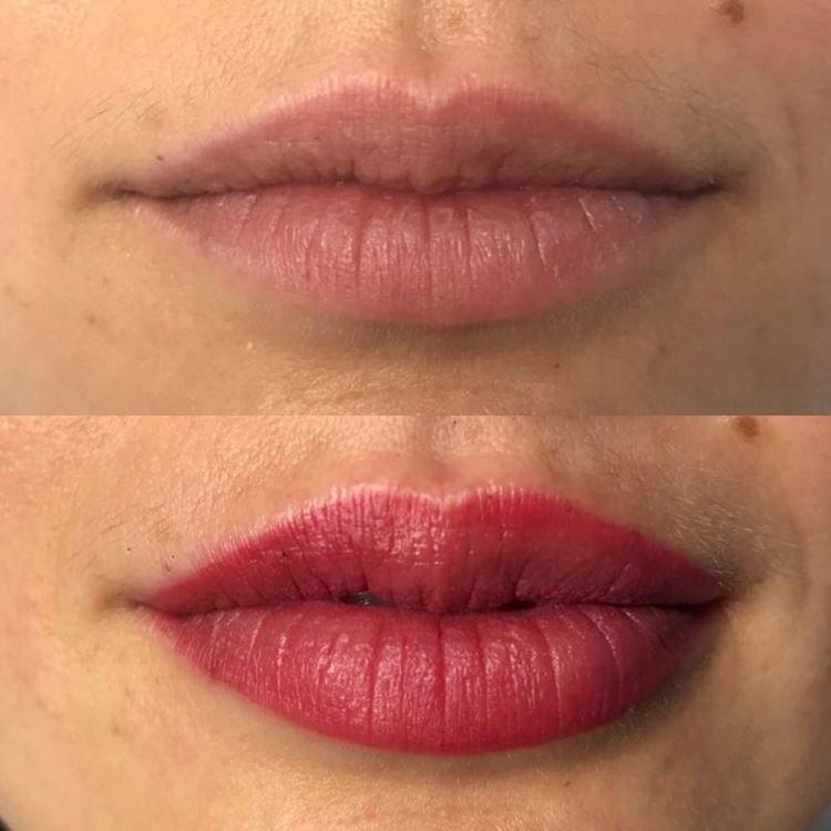 Перманентный макияж губ - фото до и после