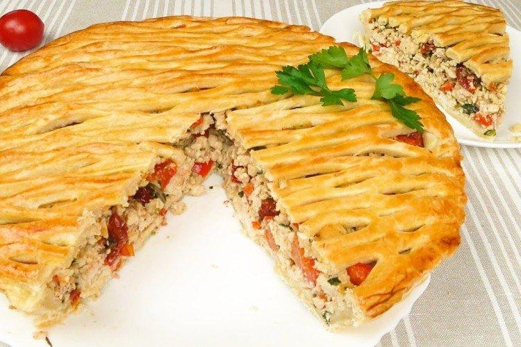 Пирог с курицей и помидорами - рецепты