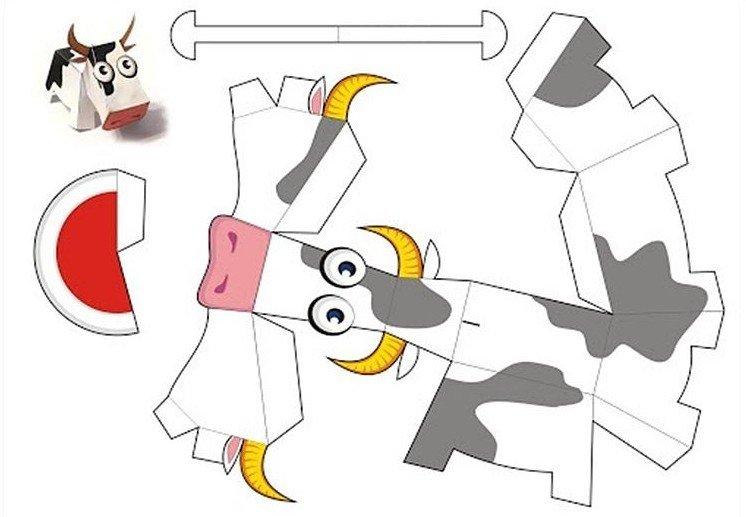 Объемный бычок из бумаги - поделки на Новый год для детей