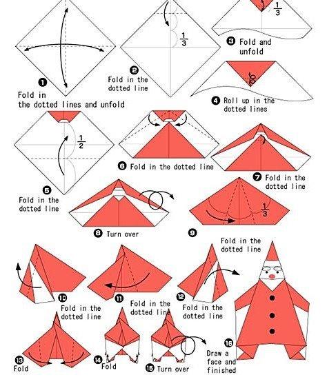 Оригами Дед Мороз - Поделки из бумаги на Новый год своими руками