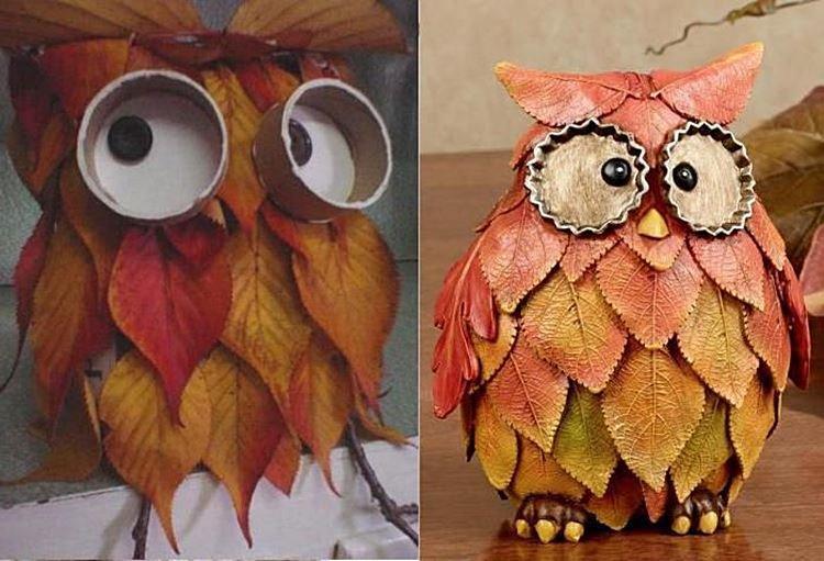 Поделки из осенних листьев для детей - фото и идеи