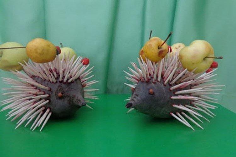 Ежики из свеклы - Поделки из овощей для детского сада