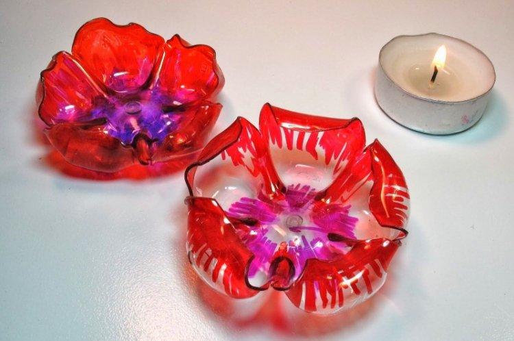 Подсвечники - Поделки из пластиковых бутылок своими руками