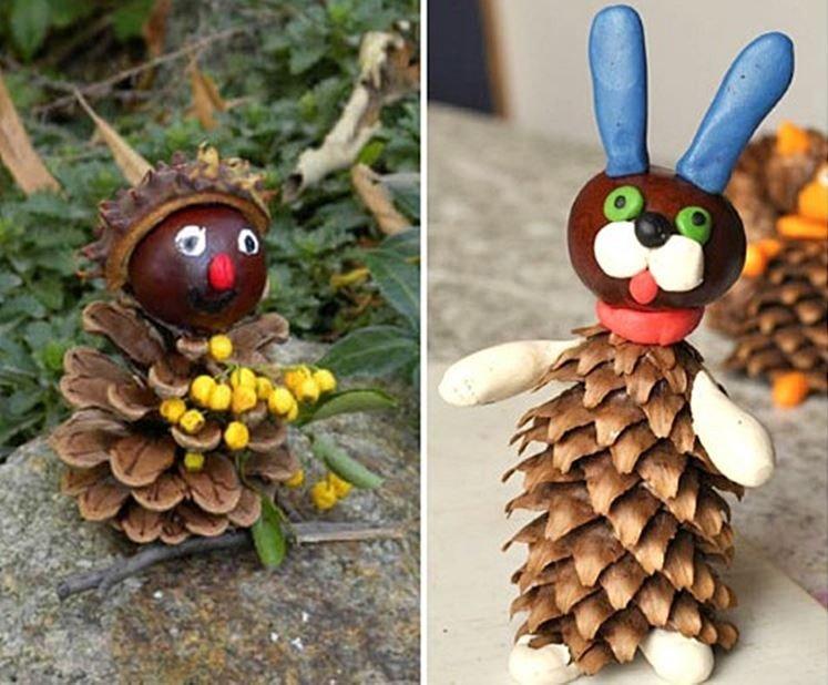 Животные из шишек - Поделки из природного материала для детского сада
