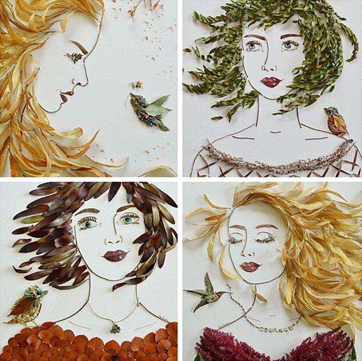 Объемные картины с листьями - Поделки из природного материала для начальной школы