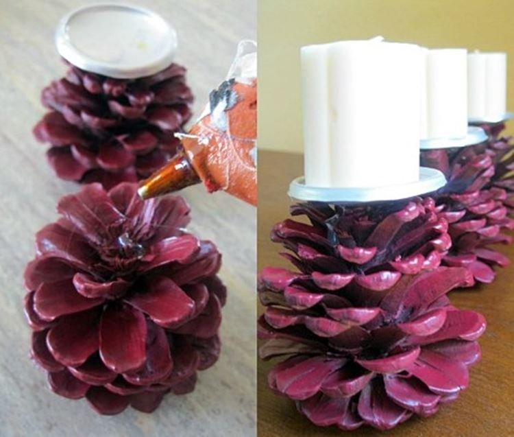 Подсвечник - Поделки из шишек для детей