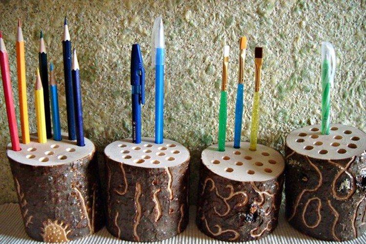 Подставка из дерева под канцтовары - Поделки своими руками из всякой всячины