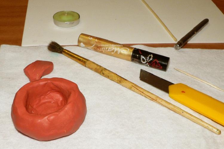 Подсвечник-тыква - Подсвечники из полимерной глины своими руками