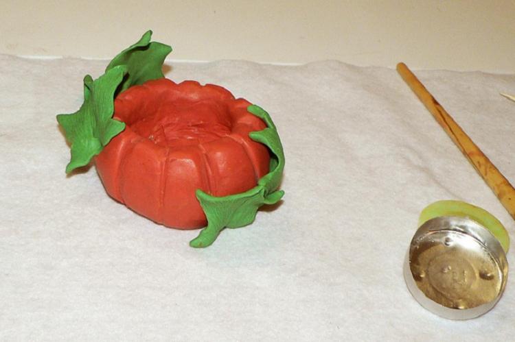 Подсвечник-тыква - Подсвечники из полимерной глины своими руками