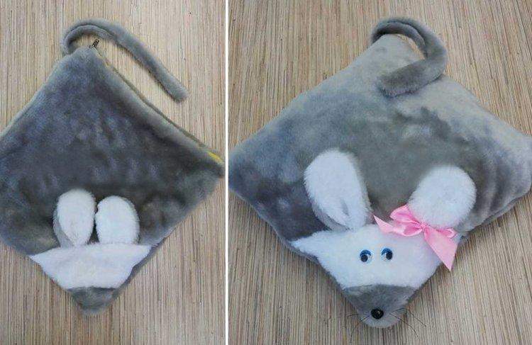 Квадратная подушка Мышка с хвостиком своими руками