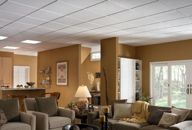 Подвесной потолок в гостиной - фото
