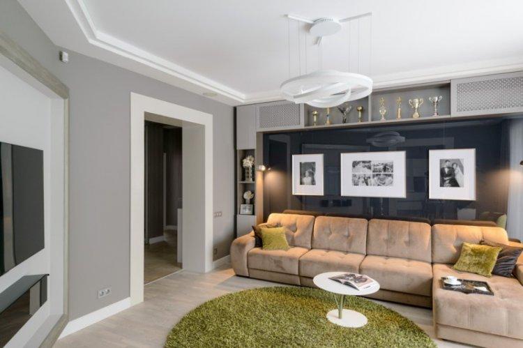 Потолок из гипсокартона в маленькой гостиной (зале)