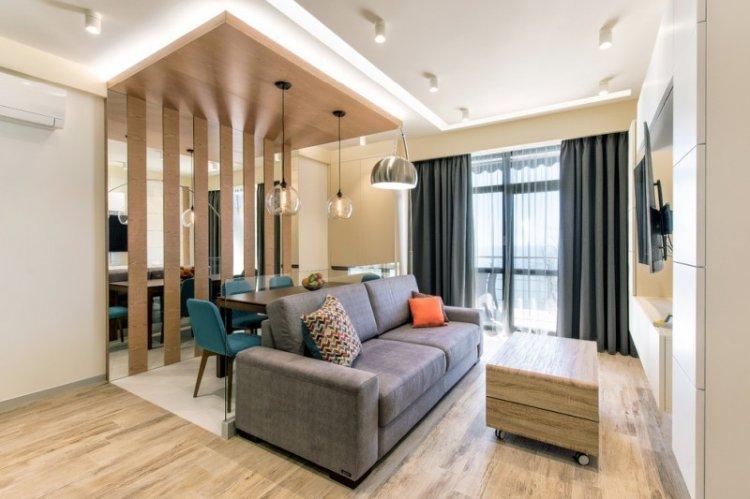 Потолки из гипсокартона с подсветкой в зале (гостиной)