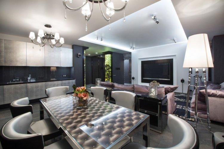 Потолки из гипсокартона с подсветкой в зале (гостиной)