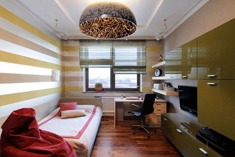 Двухуровневые потолки из гипсокартона в детской комнате