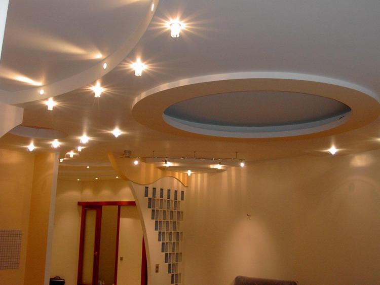 Дизайн потолков из гипсокартона - фото