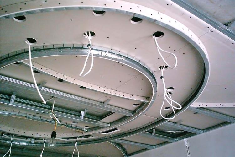 Монтаж потолка из гипсокартона на кухне