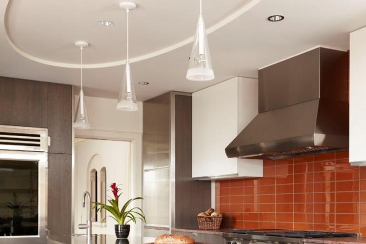 Потолок из гипсокартона на кухне - идеи дизайна фото