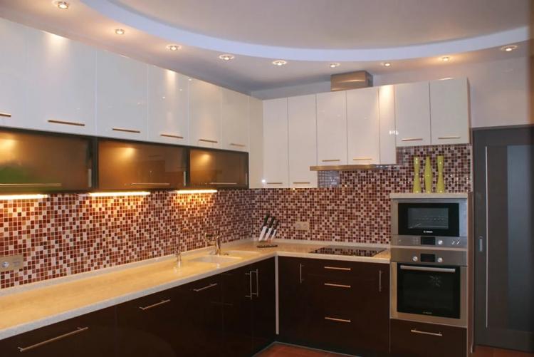 Потолок из гипсокартона на кухне - идеи дизайна фото