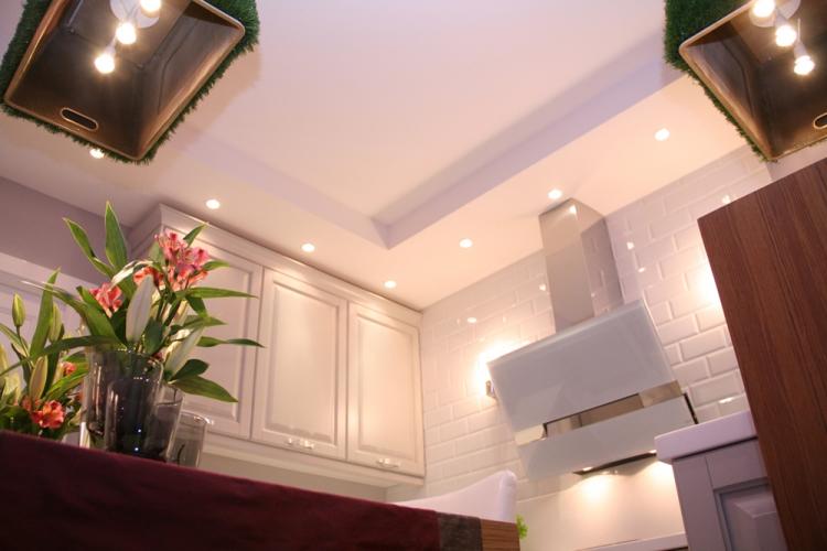 Потолок из гипсокартона на кухне - идеи дизайна фото