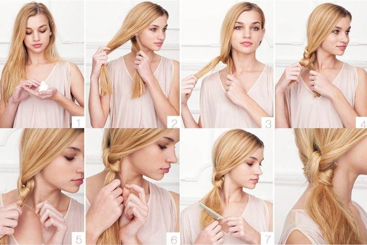 Хвост узлами - Прически на длинные волосы на каждый день