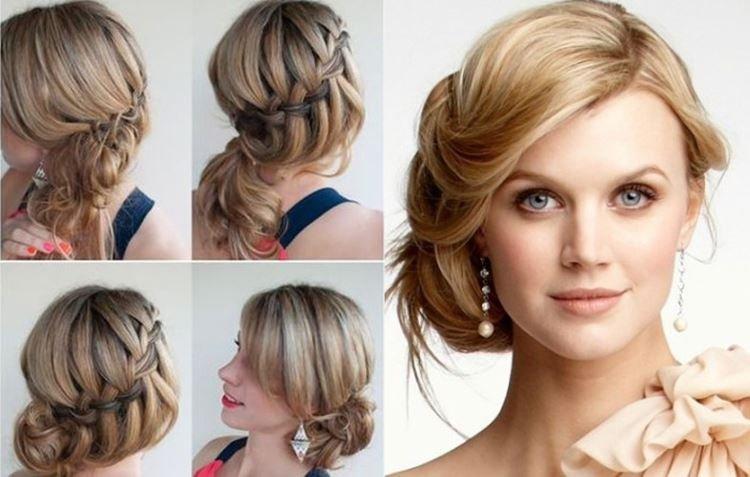 Необычный пучок с колоском - Прически на каждый день на средние волосы с челкой