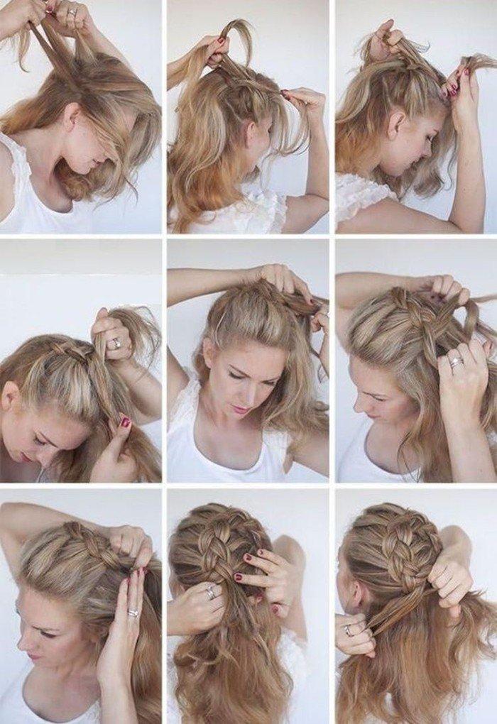 Коса по кругу - Прически на Новый год 2021 на средние волосы