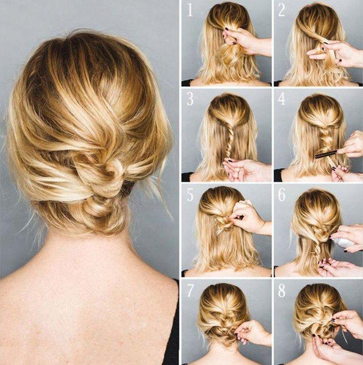 Небрежные жгуты - Прически на Новый год 2021 на короткие волосы