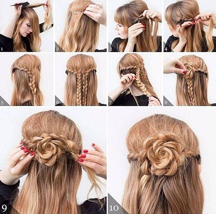 Цветок из волос - Прически на Новый год 2021 на длинные волосы