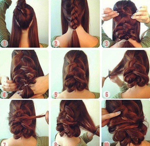 Еще один пучок из косы - Прически на Новый год 2021 на длинные волосы