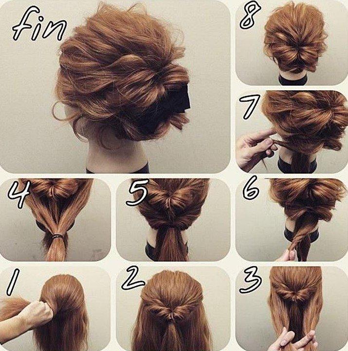 Высокая прическа за пять минут - Прически на Новый год 2021 на средние волосы