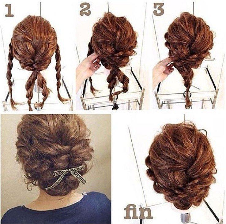 Хаотичное плетение - Прически на Новый год 2021 на средние волосы