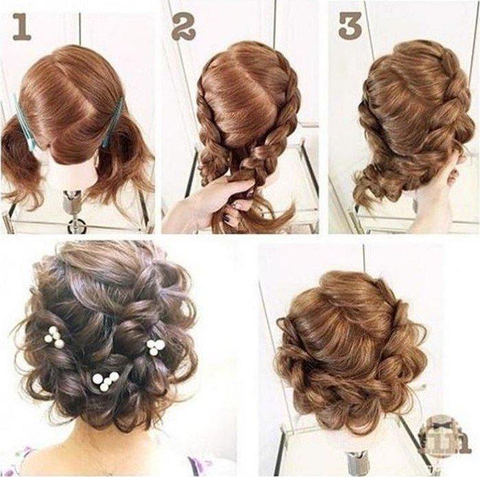 Венок из косы - Прически на Новый год 2021 на средние волосы