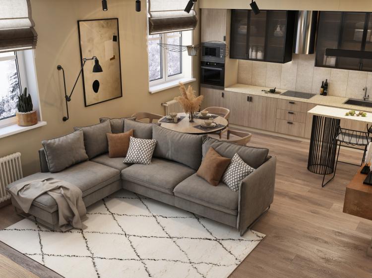 Дизайн-проект кухни-гостиной «Дожди на пляже»