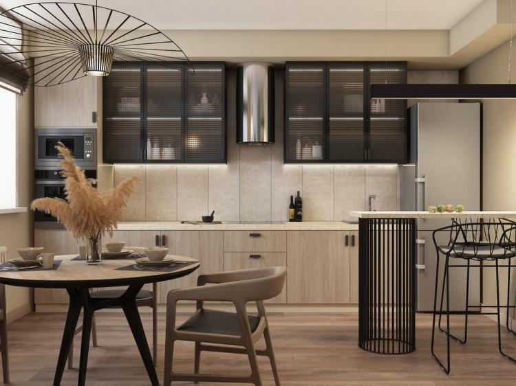 Дизайн-проект кухни-гостиной «Дожди на пляже»