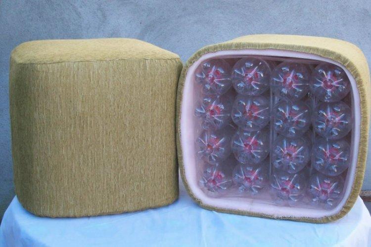 Пуфик из пластиковых бутылок своими руками - как сделать